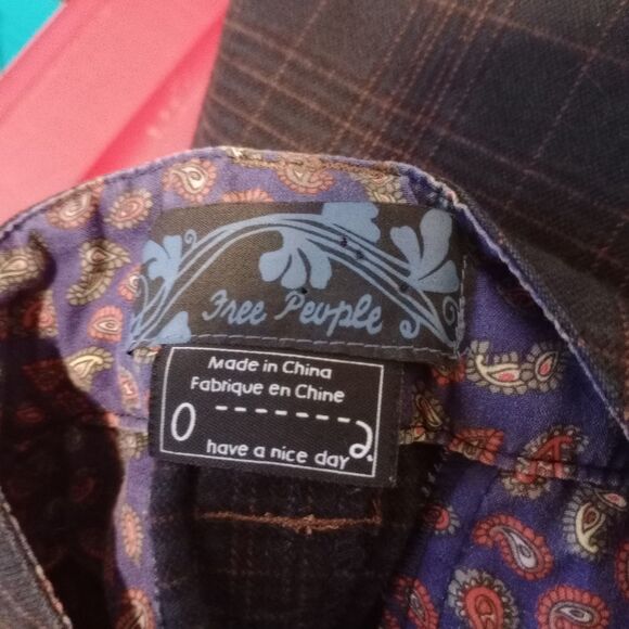 Free People Womens Size 0 Plaid Midi Pencil Skirt Blue/Tan‎ - Picture 6 of 6